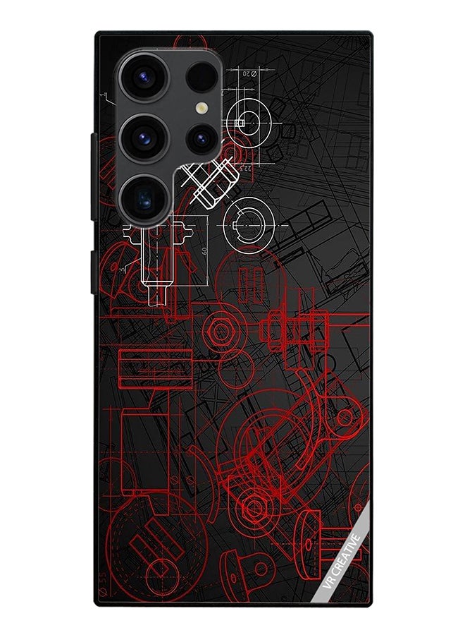 VR CREATIVE Protective Case Cover For Samsung Galaxy S24 Ultra Industrial Abstract Design Multicolour - Image 1
