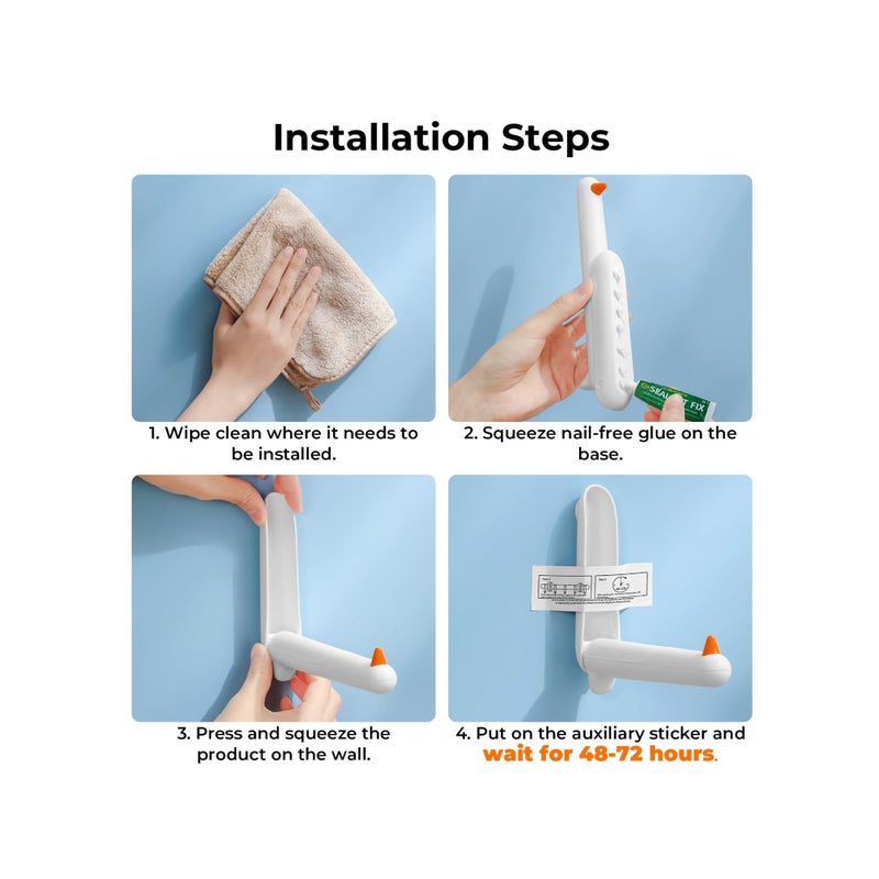 SOLARAE 2 Pack Wall Hooks, Adhesive Hooks for Walls No Damage, Coat Hook with Specially Customized Sealant, Sticky Hooks for Hanging Hangers, Towels, Bags, Clothes, Bathrobes, Paper Rolls - Image 3