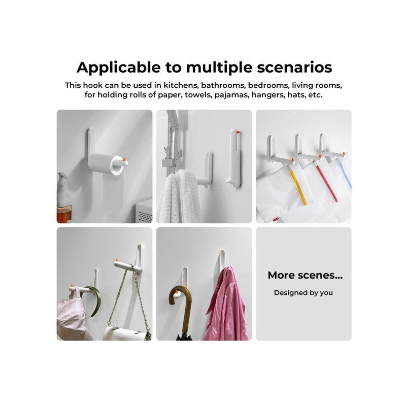 SOLARAE 2 Pack Wall Hooks, Adhesive Hooks for Walls No Damage, Coat Hook with Specially Customized Sealant, Sticky Hooks for Hanging Hangers, Towels, Bags, Clothes, Bathrobes, Paper Rolls - Image 4