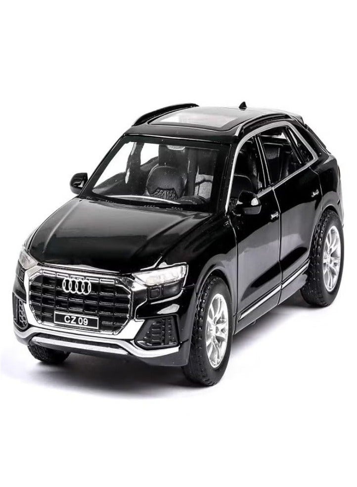 ١:٣٢ أودي Q8، سيارة نموذجية معدنية مصنوعة من سبائك معدنية مع خاصية السحب للخلف، مع صوت وضوء، لعبة سيارة صغيرة - أفضل هدايا الألعاب (أسود) - Image 1