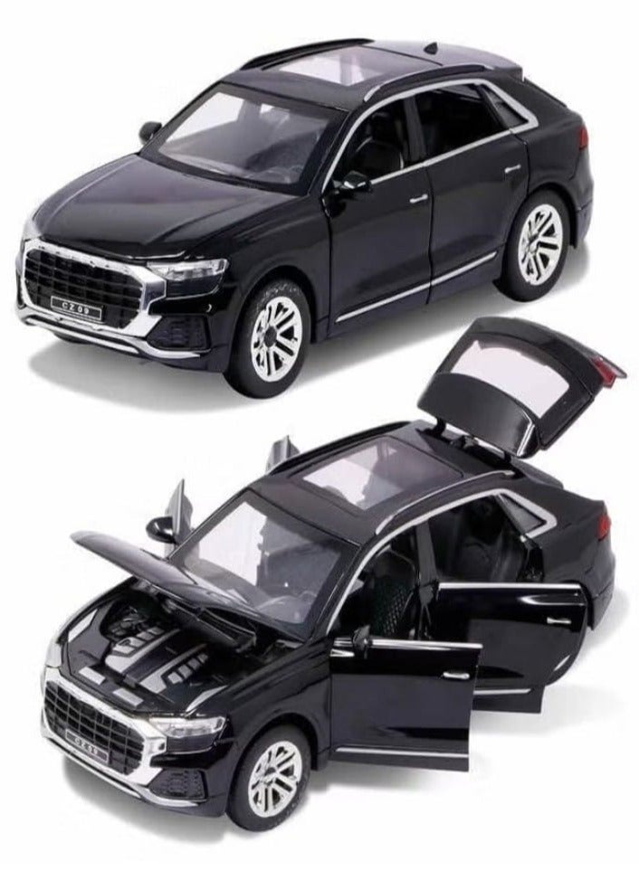 ١:٣٢ أودي Q8، سيارة نموذجية معدنية مصنوعة من سبائك معدنية مع خاصية السحب للخلف، مع صوت وضوء، لعبة سيارة صغيرة - أفضل هدايا الألعاب (أسود) - Image 2