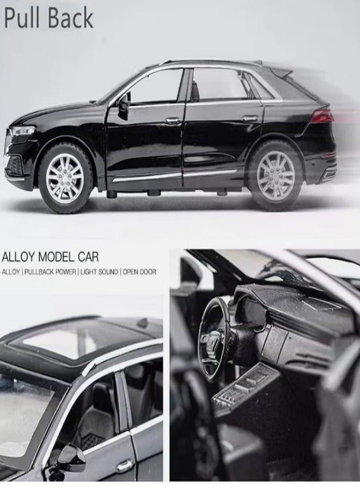 ١:٣٢ أودي Q8، سيارة نموذجية معدنية مصنوعة من سبائك معدنية مع خاصية السحب للخلف، مع صوت وضوء، لعبة سيارة صغيرة - أفضل هدايا الألعاب (أسود) - Image 5