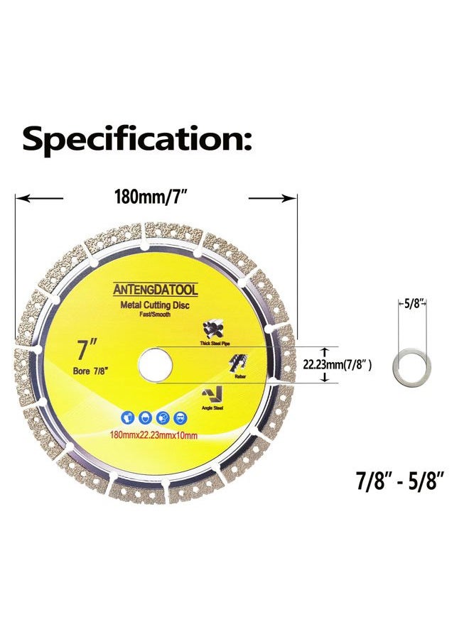 ANTENGDATOOL 7 Inch Metal Cutting Diamond Blade, 7"x 7/8"-5/8" Fast and Smooth Cut Off Wheel for Cast Iron Rebar Carbide Stainless Steel by ANTENGDATOOL - Image 4