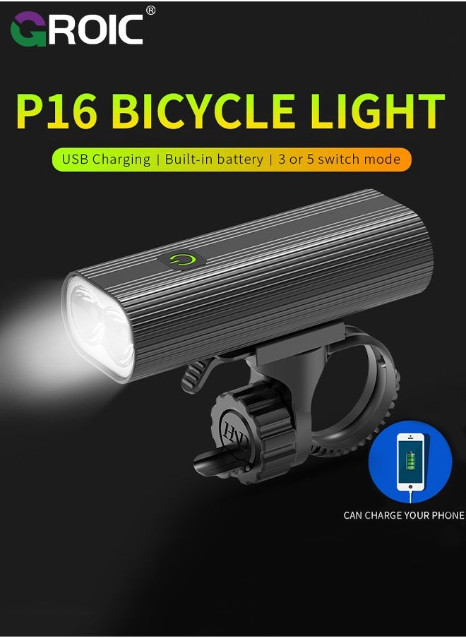 GROIC USB Rechargeable Bike Lights Set, Bicycle Light Set, Night Riding Front and Back Bicycle Light LED Bike Headlight Waterproof Easy to Install for Men Women Road Mountain MTB Cycling  - Image 2