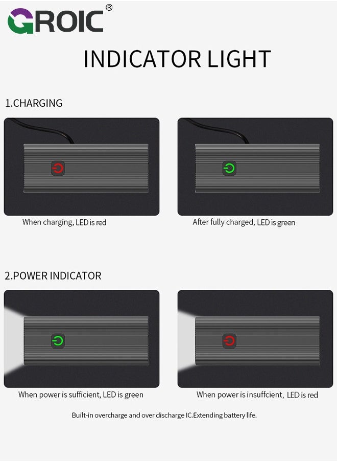 GROIC USB Rechargeable Bike Lights Set, Bicycle Light Set, Night Riding Front and Back Bicycle Light LED Bike Headlight Waterproof Easy to Install for Men Women Road Mountain MTB Cycling  - Image 3