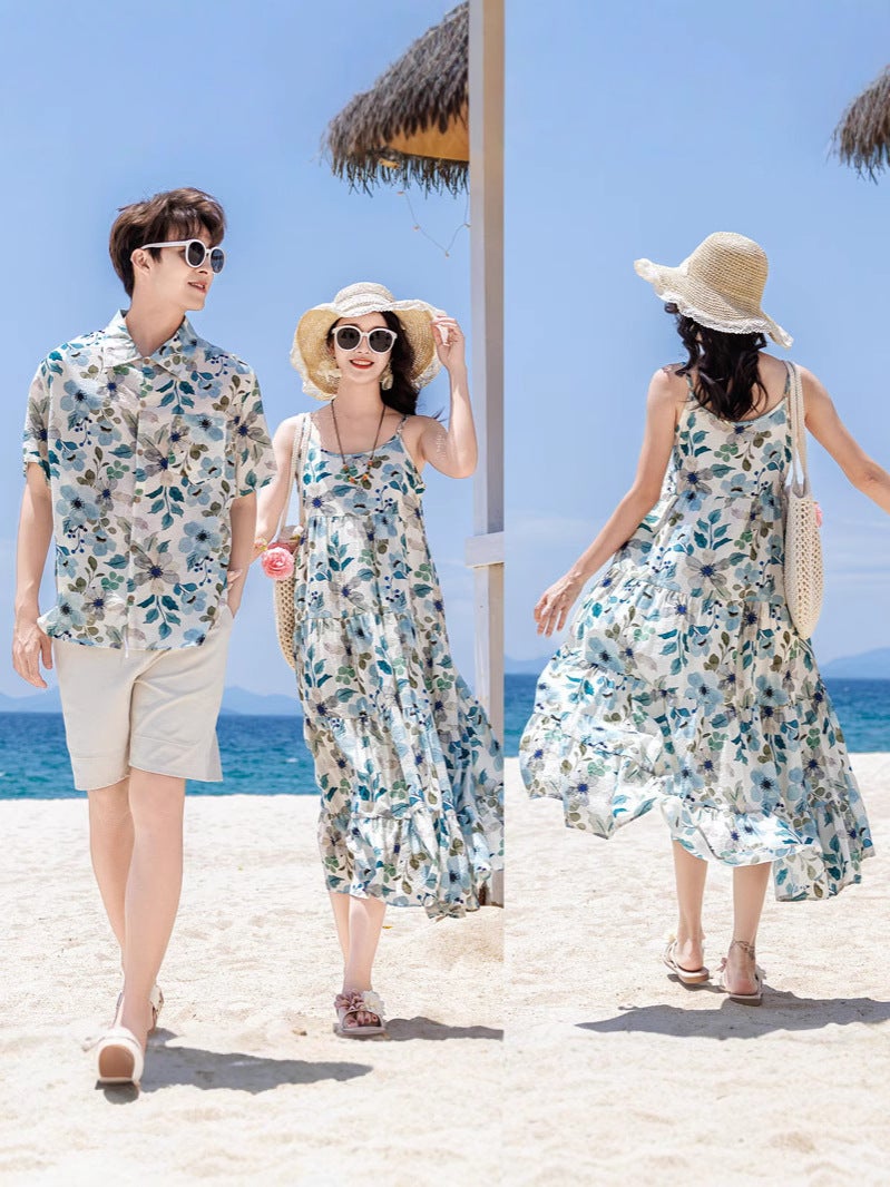 Beach Family Clothes Sanya Travel Wear Seaside Vacation Bohemian Ethnic Style Family of Four Suspenders - Image 3
