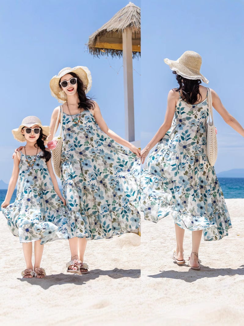 Beach Family Clothes Sanya Travel Wear Seaside Vacation Bohemian Ethnic Style Family of Four Suspenders - Image 4