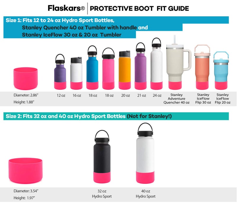 Flaskars Protective Silicone Boot for 12oz - 40 oz Hydroflask Water Bottles Anti-Slip Bottom Sleeve Cover Bumper (Fits 32 and 40 OZ, Pink) - Image 3