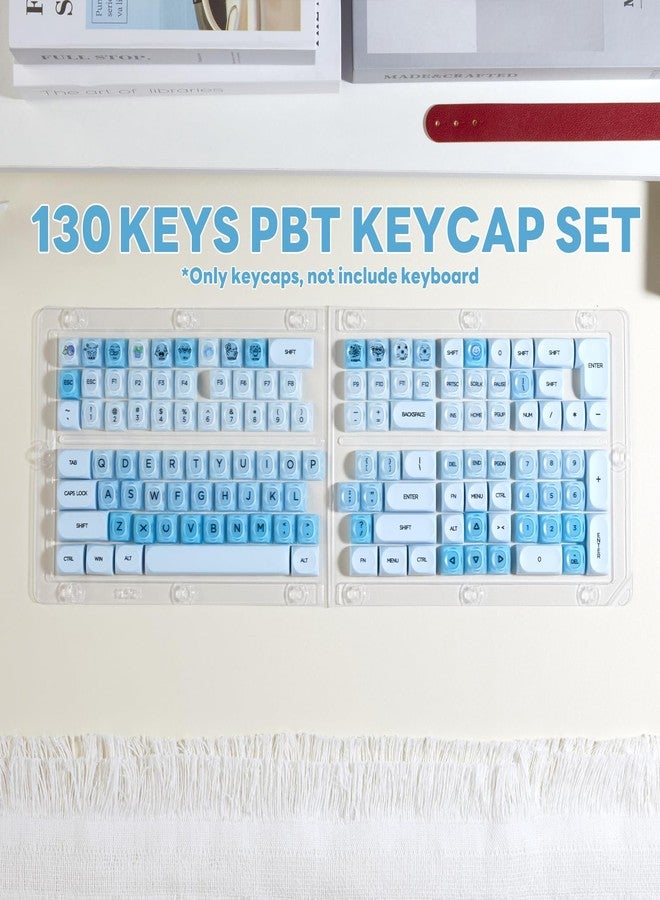 TIMSEKER MOA Profile Blue Foundation Jelly Keycaps, 130 Keys PC+PBT Material Dye Sublimation Cute Custom Key Cap for Mechanical Gaming Keyboard with MX Structure - Image 2