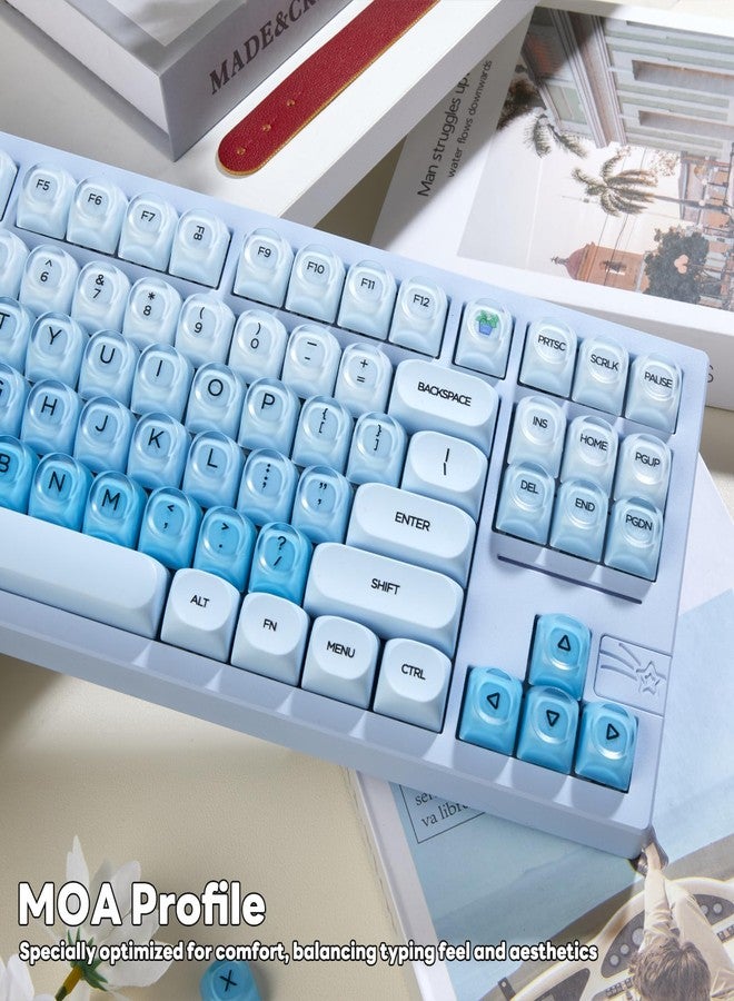 TIMSEKER MOA Profile Blue Foundation Jelly Keycaps, 130 Keys PC+PBT Material Dye Sublimation Cute Custom Key Cap for Mechanical Gaming Keyboard with MX Structure - Image 3