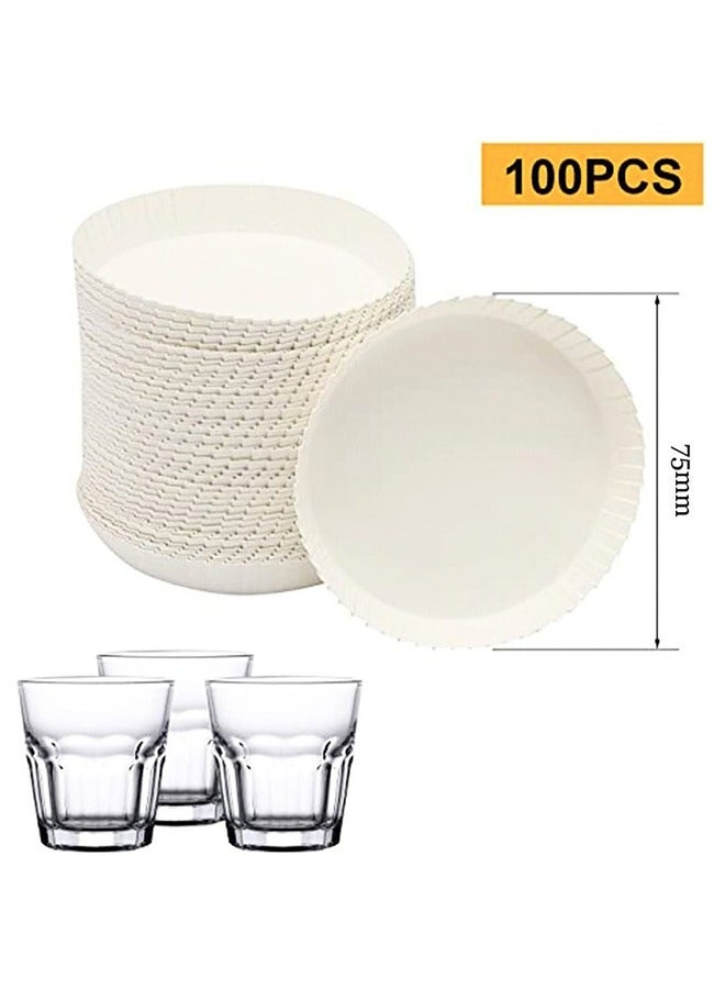 100 Pcs Disposable Paper Cup Covers, Coffee Mug Lid Tea Cup Paper Hot Cup Lids Coffee Cup Covers for Espresso Cold Hot Drinks Tea Coffee Hot Tea Cups White Disposable Coffee Cups Coffee Cup Lids  - Image 2