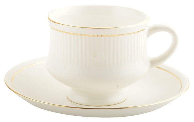 WHITE GOLD MONA 110 TEA COFFEE CUP SAUCER SET 12 130 ML