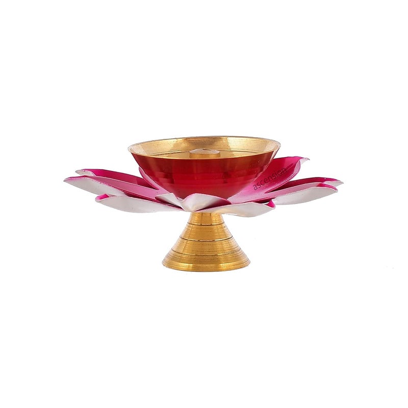 Ascension Ascension Handicraft Brass Lotus Diya for Puja Kamal Patti Flower Shaped Brass Diyas Oil Lamp for Pooja Room aarti Temple mandir Home Decoration Gift Purposes Pack of 6 - Image 5