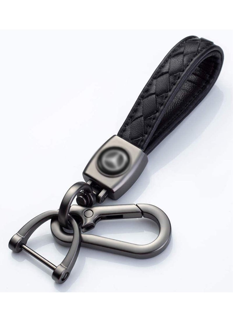 SOLARAE Keychain, Genuine Leather Keychain for Car Keys, Motorcycle Keys, Family Keys, Black - Image 1