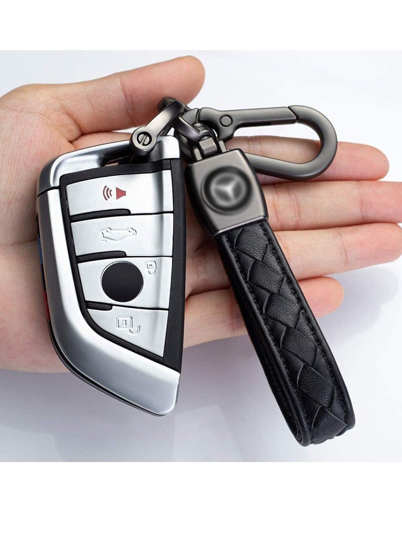 SOLARAE Keychain, Genuine Leather Keychain for Car Keys, Motorcycle Keys, Family Keys, Black - Image 4