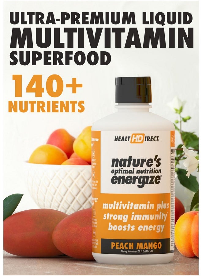 Health Direct - HEALTH DIRECT - Nature's Optimal Nutrition Energize Liquid Multivitamin Superfood - 140+ Nutrients - Mental Clarity & Energy - Immune & Cardiovascular Support - 30 Servings - Peach Mango - Image 1