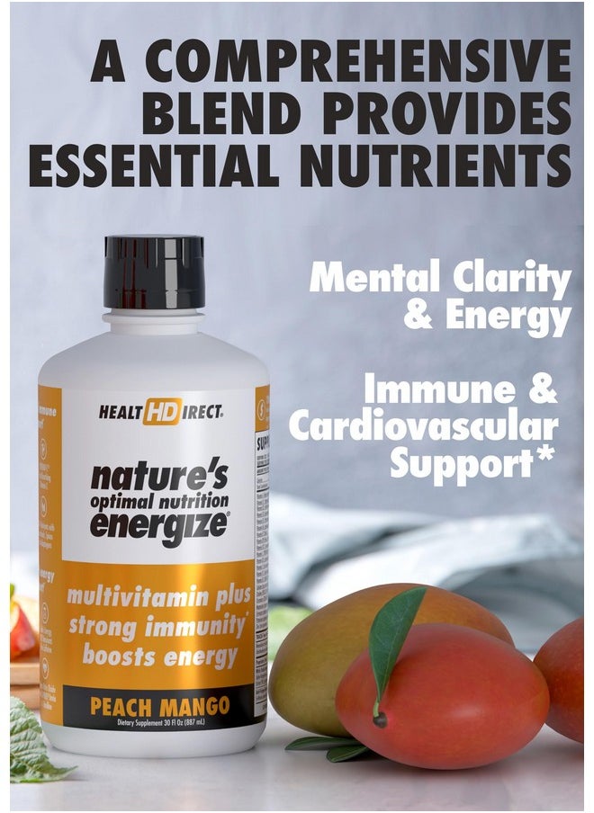 Health Direct - HEALTH DIRECT - Nature's Optimal Nutrition Energize Liquid Multivitamin Superfood - 140+ Nutrients - Mental Clarity & Energy - Immune & Cardiovascular Support - 30 Servings - Peach Mango - Image 1