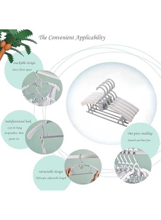 تراسل شماعات أطفال للخزانة، 20 عبوة شماعات أطفال رضع، شماعات بلاستيكية غير قابلة للانزلاق وقابلة للتمديد للأطفال حديثي الولادة 11 بوصة - 14 بوصة شماعات معاطف أطفال قابلة للتعديل للأطفال الصبيان والبنات والأطفال الصغار - Image 3