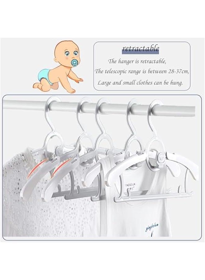 تراسل شماعات أطفال للخزانة، 20 عبوة شماعات أطفال رضع، شماعات بلاستيكية غير قابلة للانزلاق وقابلة للتمديد للأطفال حديثي الولادة 11 بوصة - 14 بوصة شماعات معاطف أطفال قابلة للتعديل للأطفال الصبيان والبنات والأطفال الصغار - Image 4