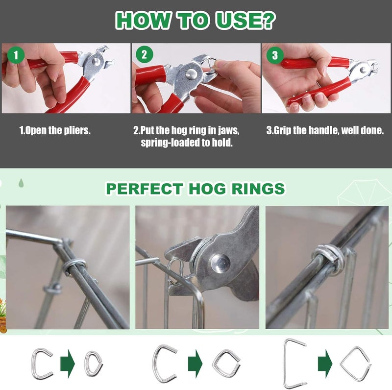 Keadic 1000Pcs 3/8" Galvanized Hog Rings Assortment Kit, Professional Upholstery Hog Rings Installation Kit for Furniture Upholstery, Bungee Shock, Meat & Sausage Casings, Animal Pet Cages - Image 5