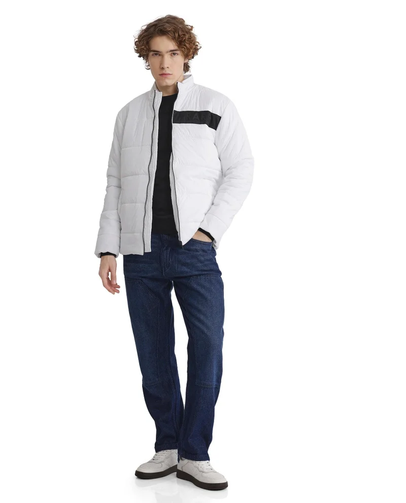 Rare Rabbit Men's Nylon High Collar Hd Print Jacket