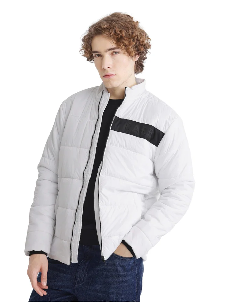 Rare Rabbit Men's Nylon High Collar Hd Print Jacket