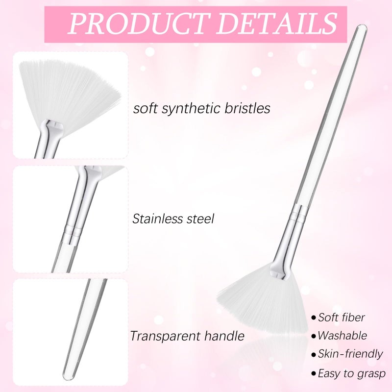 Sieral 60 Pcs Fan Facial Brushes Fan Mask Soft Facial Applicator Brushes Acid Brush Cosmetic Makeup Blush Applicator Tools for Esthetician Eyeshadow Peel Mud Cream(White) - Image 4