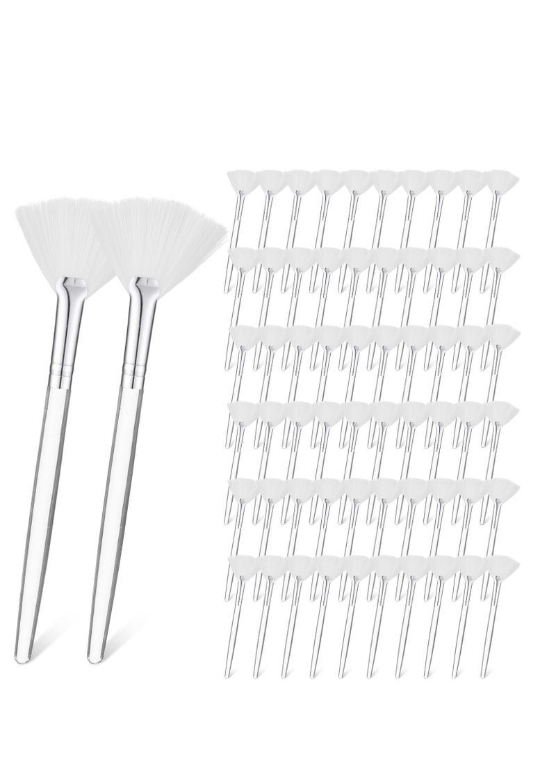 Sieral 60 Pcs Fan Facial Brushes Fan Mask Brushes Soft Facial Applicator Brushes Acid Applicator Brush Cosmetic Makeup Applicator Tools for Eyeshadow Mud Cream Esthetician (White)  - Image 1