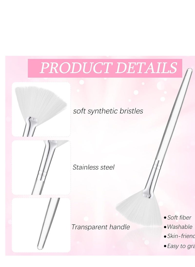Sieral 60 Pcs Fan Facial Brushes Fan Mask Brushes Soft Facial Applicator Brushes Acid Applicator Brush Cosmetic Makeup Applicator Tools for Eyeshadow Mud Cream Esthetician (White)  - Image 2