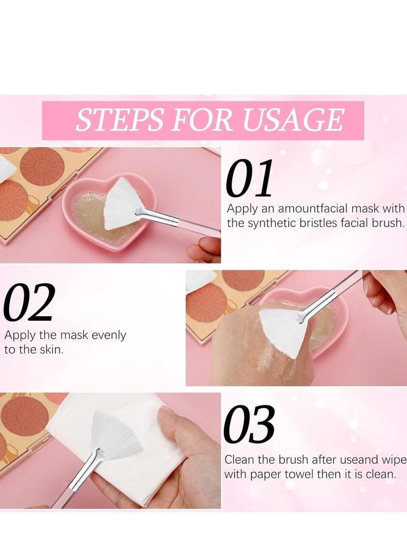 Sieral 60 Pcs Fan Facial Brushes Fan Mask Brushes Soft Facial Applicator Brushes Acid Applicator Brush Cosmetic Makeup Applicator Tools for Eyeshadow Mud Cream Esthetician (White)  - Image 5