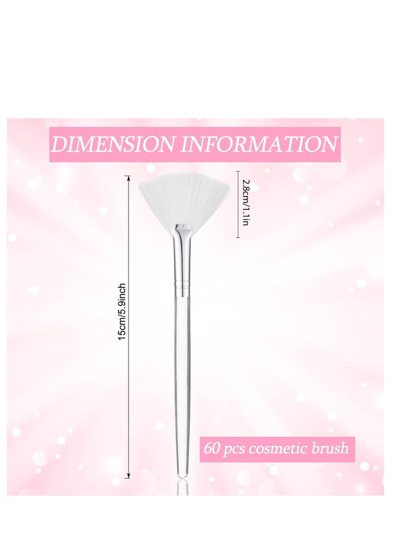 Sieral 60 Pcs Fan Facial Brushes Fan Mask Brushes Soft Facial Applicator Brushes Acid Applicator Brush Cosmetic Makeup Applicator Tools for Eyeshadow Mud Cream Esthetician (White)  - Image 3