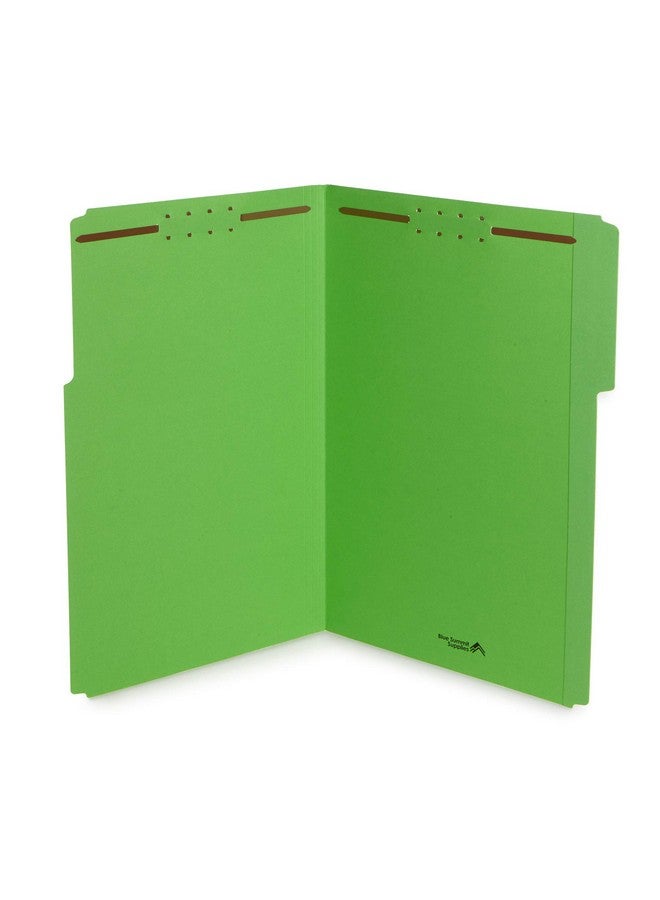 Blue Summit Supplies Green File Folders With Fasteners Legal Size 1/3 Cut Reinforced Tabs Durable 2 Prongs Designed To Organize Standard Medical Or Law Files 50 Pack  - Image 1