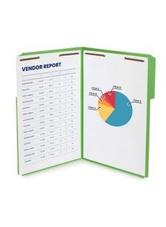 Blue Summit Supplies Green File Folders With Fasteners Legal Size 1/3 Cut Reinforced Tabs Durable 2 Prongs Designed To Organize Standard Medical Or Law Files 50 Pack  - Image 3