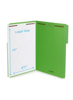 Blue Summit Supplies Green File Folders With Fasteners Legal Size 1/3 Cut Reinforced Tabs Durable 2 Prongs Designed To Organize Standard Medical Or Law Files 50 Pack  - Image 2