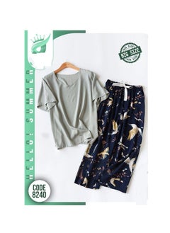 Generic Casual two-piece summer pajamas, big size, cotton, code 8240 
