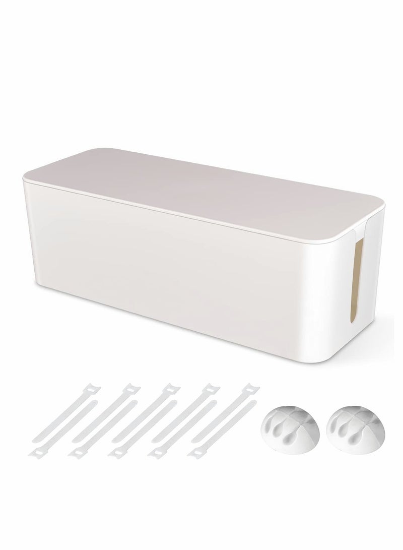 Excefore Cable Management Box,Large Cord Organizer BoxCord Hider Box to Hide Surge Protector Cover on Desk or Floor for Home & Office(White) - Image 1