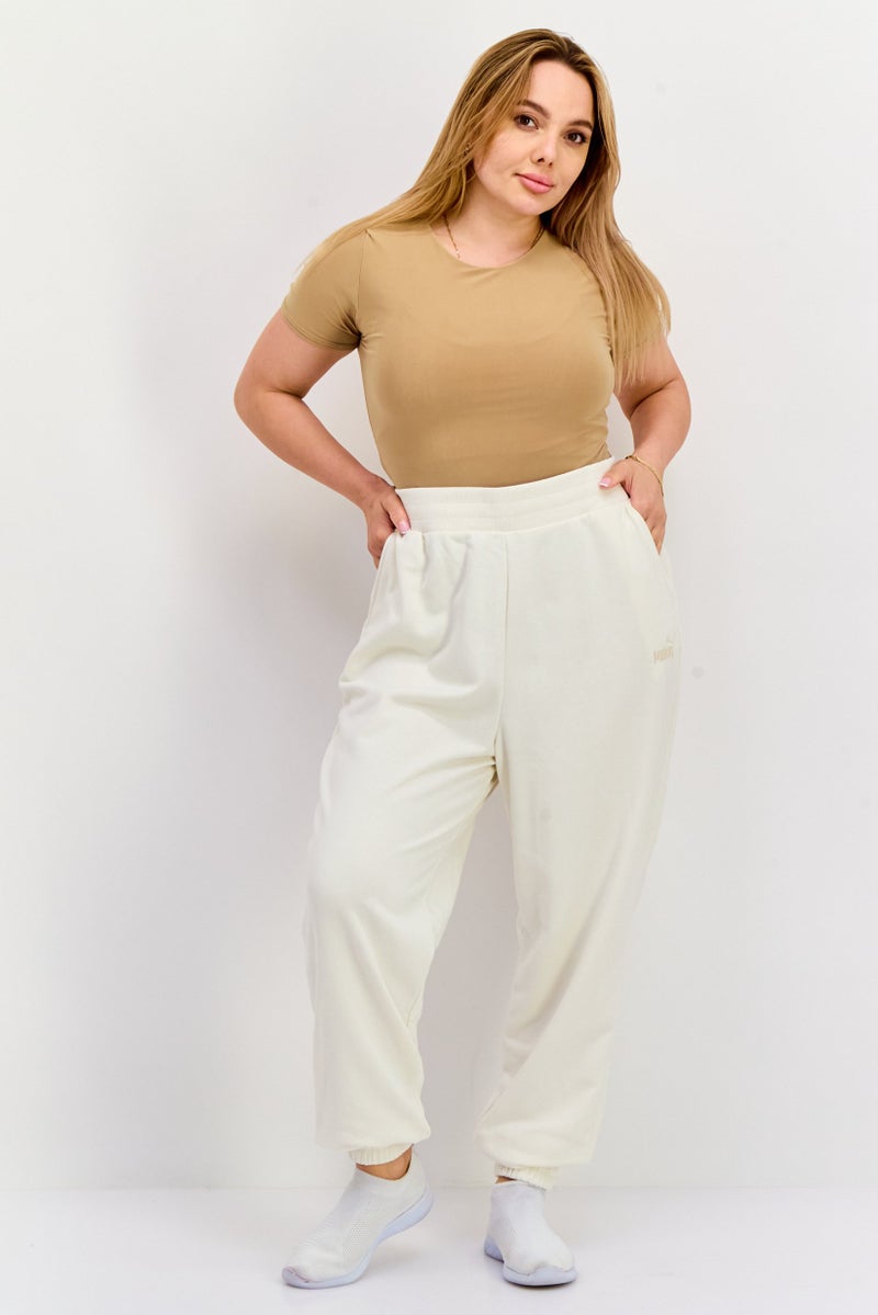 PUMA Women Sportswear Fit Embroidered Logo Training Sweatpants, Off White  - Image 4