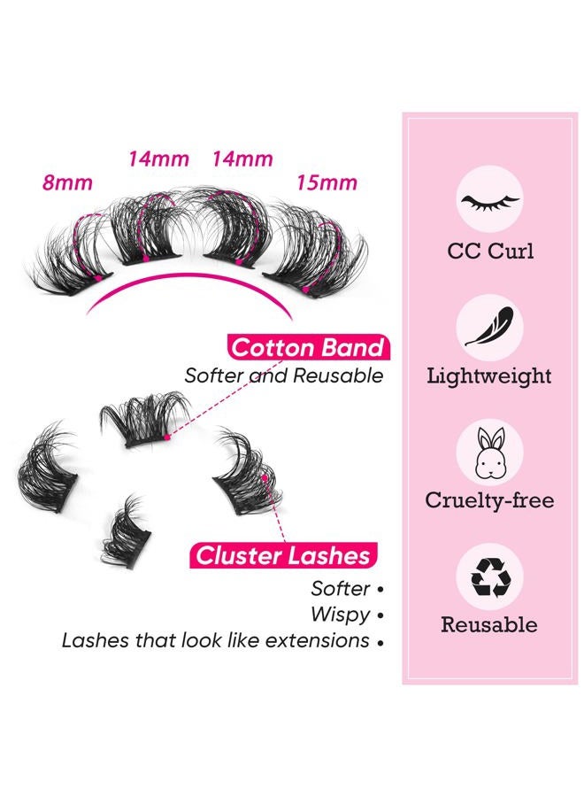 Focipeysa Natural Cluster Lashes Extensions Wispy Natural Look False Eyelashes Individual Lashes 3D Strips Eyelash Extensions DIY Lashes 7 Pairs Multipack - Image 2
