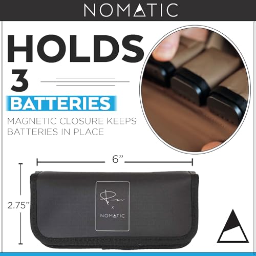 NOMATIC McKinnon Battery Case - DSLR Camera Battery Holder Organizer with Magnetic Closure for 3 Batteries - Image 4