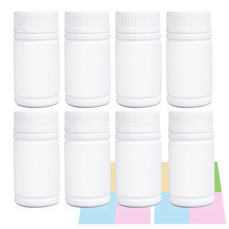 UMETASS 8 Packs 120cc Child-Proof Plastic Pill Bottle, Empty Medicine Bottle with Child-Resistant Cap, Food Grade Container for Chemicals, Liquids, Powders, and Candy - Image 1