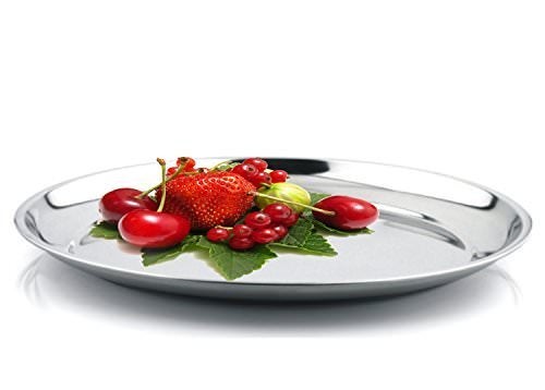 AIA India Round Stainless Steel Dinner Plates Serving Dinner Dishes| Diameter 10.00 Inch | Set of 4 - Image 3