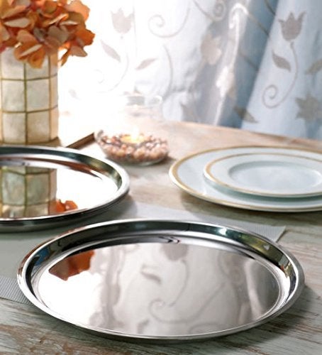 AIA India Round Stainless Steel Dinner Plates Serving Dinner Dishes| Diameter 10.00 Inch | Set of 4 - Image 5