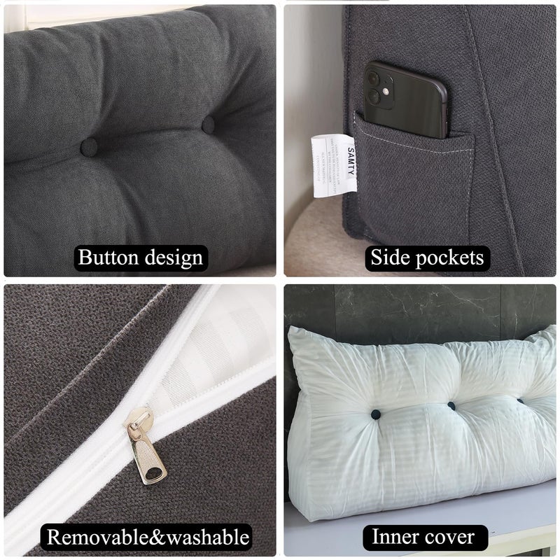 SAMTY Triangular Wedge Pillow headboard Full Size for Couch Large headboard Pillow with Removable Cover Back Rest Pillows for Sitting up in Bed - Image 4