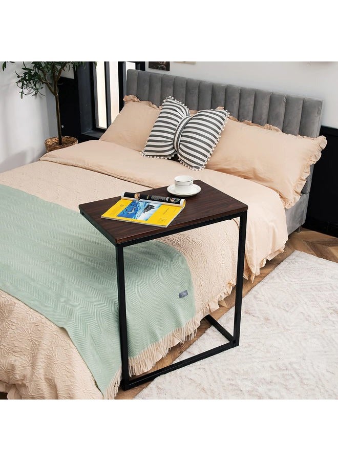 Tangkula Sofa Side Table C Shaped Table, Vintage Couch Table Sofa Side Table for Coffee Snack Laptop, Living Room TV Tray End Table - Image 4