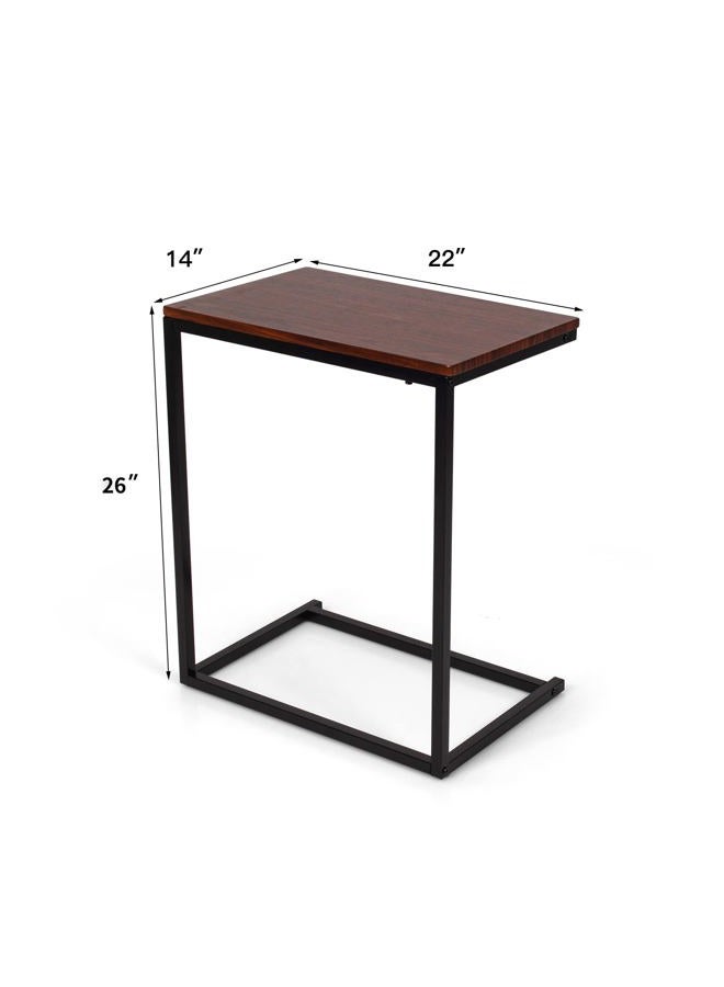 Tangkula Sofa Side Table C Shaped Table, Vintage Couch Table Sofa Side Table for Coffee Snack Laptop, Living Room TV Tray End Table - Image 5