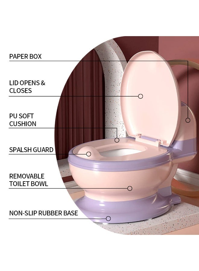 LEFAFA 2-in-1 Potty Training Toilet, Toddler Potty Chair with Soft Seat and Detachable Training Seat, Suitable for Boys and Girls 1-3 Years Old, Equipped with Flushing Sound, Wet Wipe Storage (Pink) - Image 4