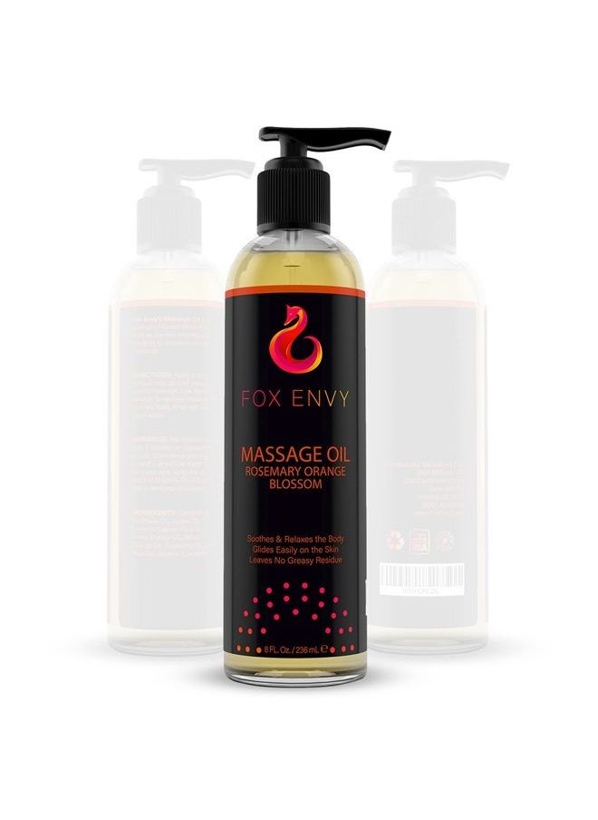 Fox Envy Body Massage Oil with Jojoba & Coconut Oil - Relaxing Orange Blossom with Rosemary Scent Massaging Oil for Women & Men, 1 Bottle, 8 fl oz  - Image 1