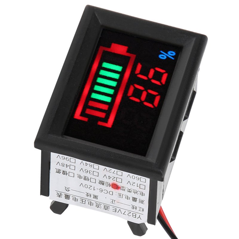YB27VE Electric Car Digital LED Voltage and Electricity Dual Meters Tester Battery Power Display Voltage Meter(Lead Acid Battery 12V) - Image 1