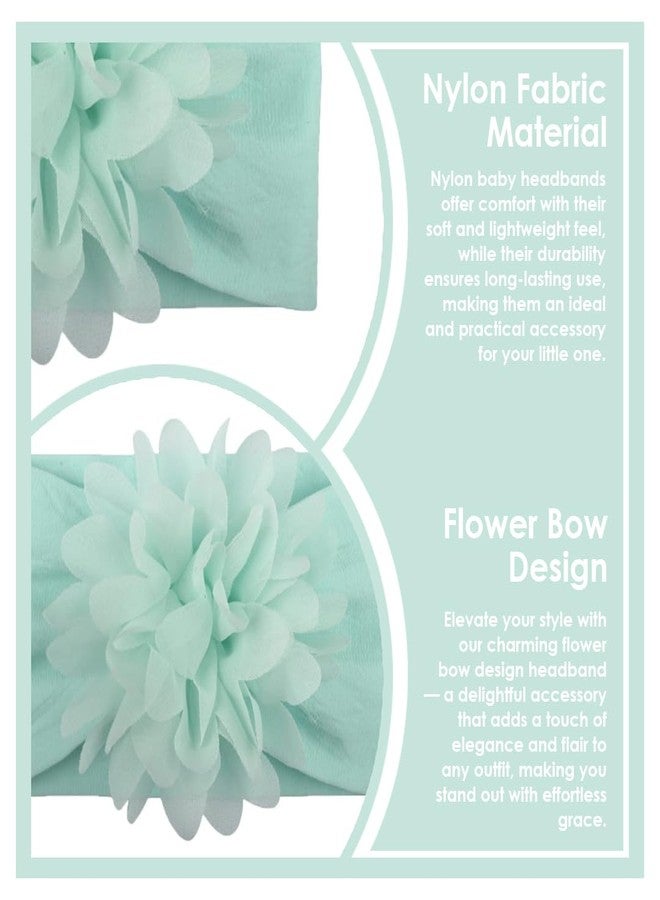 SYGA Baby Headbands Nylon Flower Soft Stretchable Hairband for Newborn Infant Toddler Kids For 0-3 Year - Turquoise - Image 4