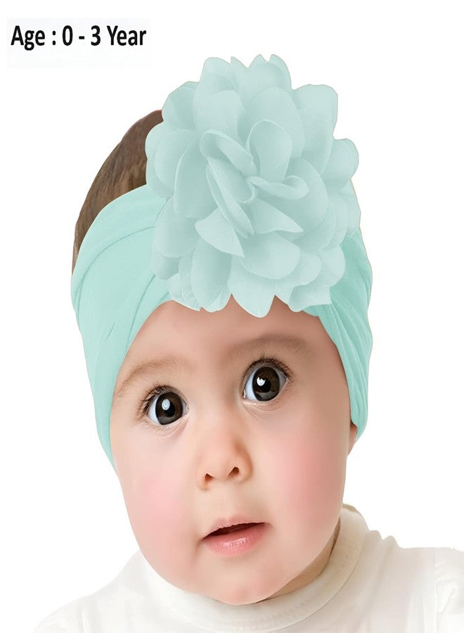 SYGA Baby Headbands Nylon Flower Soft Stretchable Hairband for Newborn Infant Toddler Kids For 0-3 Year - Turquoise - Image 5